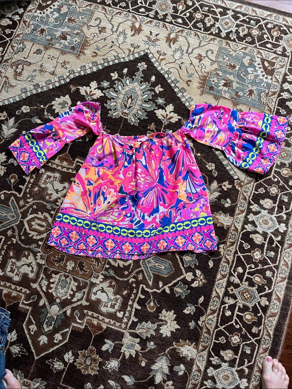 Lilly Pulitzer 100% silk Sanilla Top — Pink & Blue like new